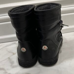 Moncler Black Leather Snow Boots